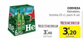 SPAR Heineken Cerveza 25cl pack 6 oferta