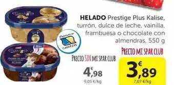 SPAR Helado Prestige Plus Kalise Turrón Dulce De Leche Vainilla Frambuesa O Chocolate Con Almendras 550g oferta