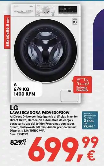 Worten LG LAVASECADORA F4DV5009S0W oferta
