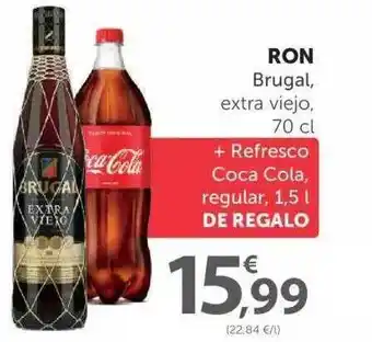 SPAR Ron Brugal Extra Viejo 70Cl + Refresco Coca Cola Regular 1.5L De Regalo oferta