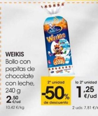 Eroski Weikis Bollo Con Pepitas de Chocolate Con leche oferta