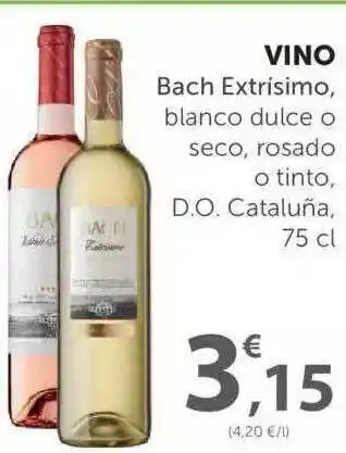 SPAR Bach Extrisimo Vino Blanco Dulce O Seco Rosado O Tinto D.o. Cataluña 75cl oferta