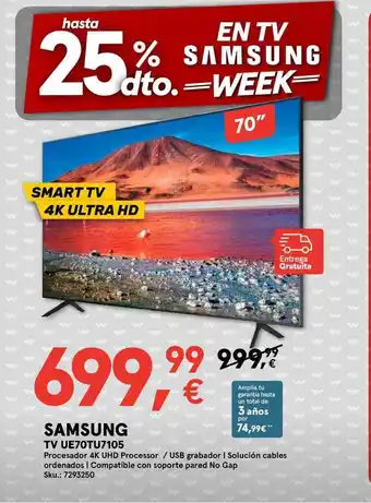 Worten SAMSUNG TV UE70TU7105 oferta
