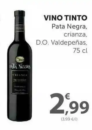 SPAR Pata Negra Crianza Vino Tinto D.o. Valdepeñas 75cl oferta