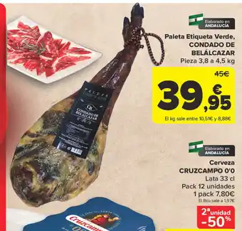 Carrefour Condado de Belalcázar Paleta Etiqueta Verde oferta