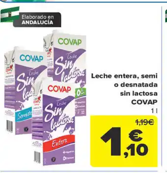 Carrefour Covap Leche Entera Semi o Desnatada Sin Lactosa oferta