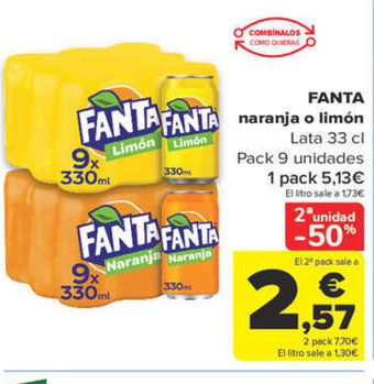 Carrefour Fanta Naranja o Limón oferta