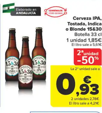 Carrefour Cerveza IPA Tostada Indica o Blonde 15&30 oferta
