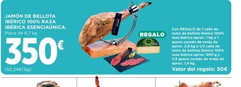 Hipercor Jamón de Bellota Ibérico 100% Raza Ibérica Esenciaúnica oferta