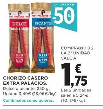 Hipercor Chorizo Casero Extra Palacios oferta