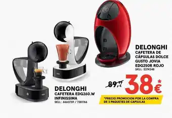 Worten DELONGHI CAFETERA DE CÀPSULAS DOLCE GUSTO JOVIA EDG250R ROJO, DELONGHI CAFETERA EDG260.W INFINISSIMA oferta