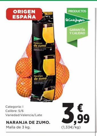 Hipercor Naranja de zumo. oferta