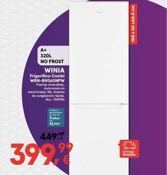 Worten WINIA Frigorifico Combi WRN-BH360NPW oferta