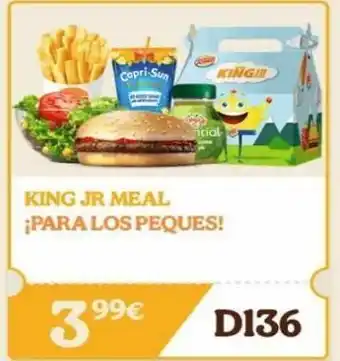 Burger King Copri-sun kinge 99€ ntial king jr meal ¡para los peques! d136 oferta