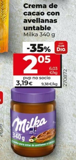 Maxi Dia Crema de cacao milka oferta