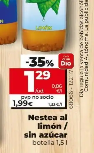 Té helado nestea al limón / sin azúcar