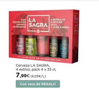 El Corte Inglés Cerveza LA SAGRA, 4 estilos, pack 4 X 33cl oferta