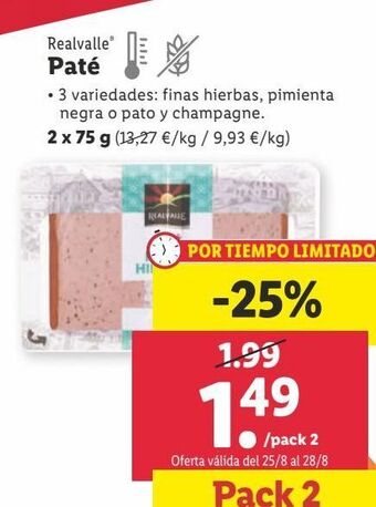 Lidl Paté realvalle oferta