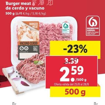 Lidl Burger meat de cerdo oferta