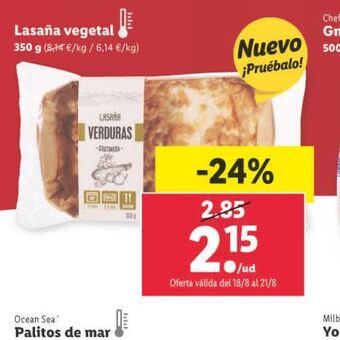 Lidl Lasaña vegetal oferta