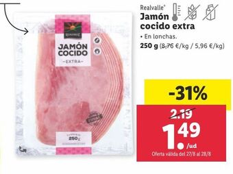 Lidl Jamón cocido extra realvalle oferta