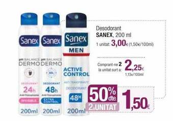 Condis 50% dte 2a unitat desodorant sanex oferta