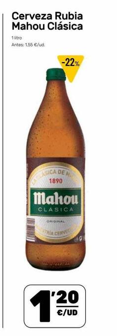 AhorraMas Cerveza rubia mahou clásica oferta