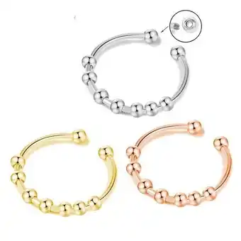 Anillo antiestrés ajustable de acero inoxidable para mujer