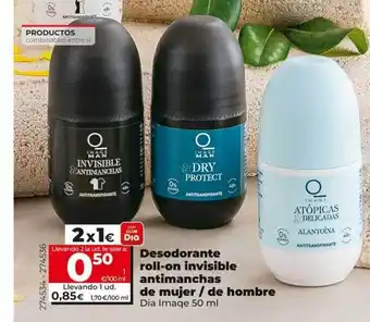 Dia Supermercados Desodorante roll-on invisible antimanchas de mujer - de hombre oferta