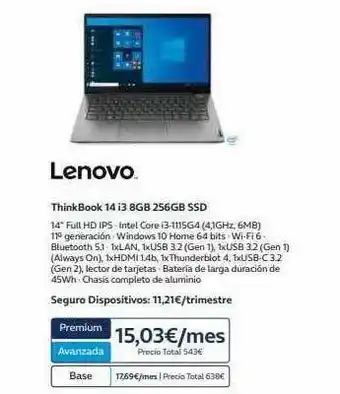 Movistar Lenovo thinkbook 14 i3 8gb 256gb ssd oferta