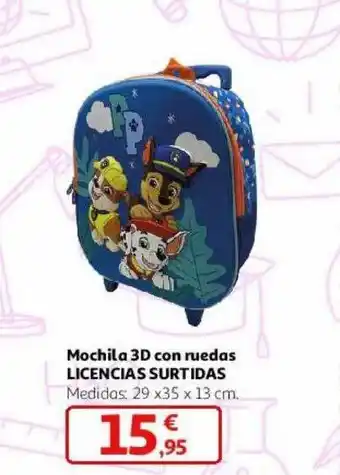 Alcampo Mochila 3d con rueds licencias surtidas oferta