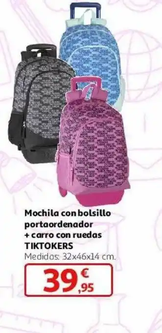Alcampo Mochila con bolsillo portaordenador + carro con ruedas tiktokers oferta