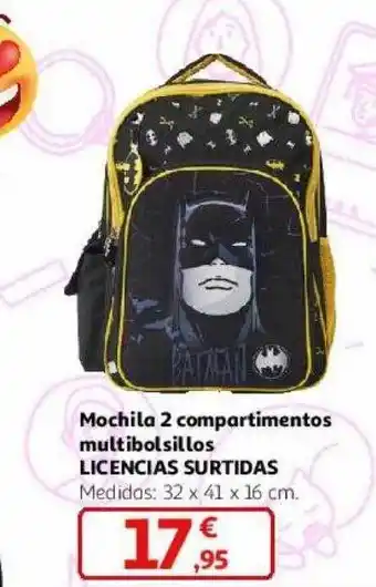 Alcampo Mochila 2 compartimentos multibolsillos licencias surtidas oferta