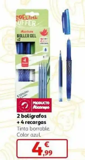 Alcampo 2 bolígrafos + 4 recargas oferta