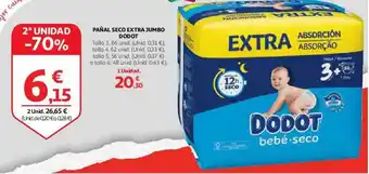 Alcampo 2a unidad -70% pañal seco extra jumbo dodot oferta