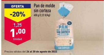 ALDI Pan de molde sin corteza oferta