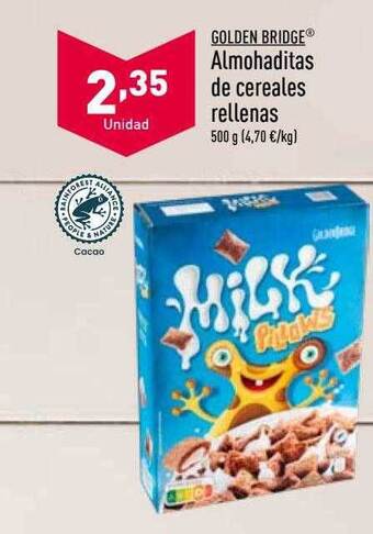 ALDI Golden bridge almohaditas de cereales rellenas oferta