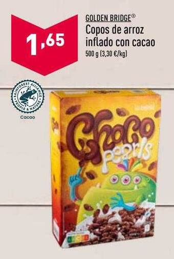ALDI Golden bridge copos de arroz inflado con cacao oferta