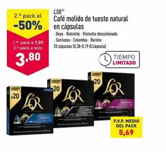 ALDI L'or café molido de tueste natural en cápsulas oferta