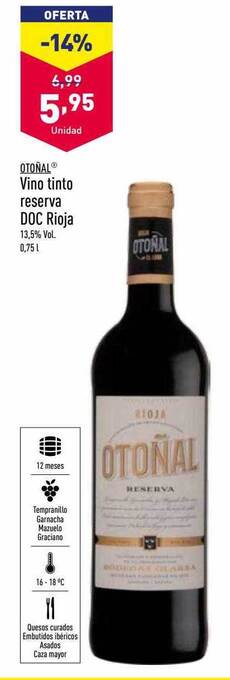 ALDI Otoñal vino tinto reserva doc rioja oferta