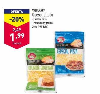 ALDI Valblanc queso rallado oferta