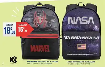 Spiderman motxilla hs 1.2 dark nasa motxilla hs 1.2 galaxy