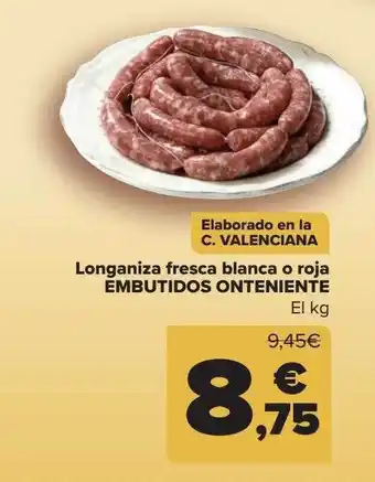 Carrefour Longaniza fresca blanca o roja embutidos onteniente oferta