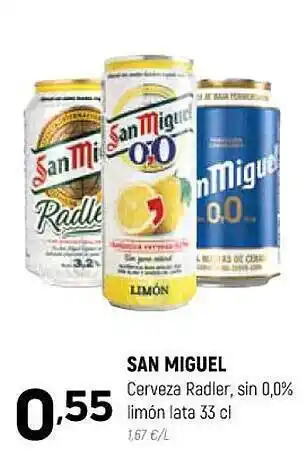 Coviran San miguel cerveza radler sin 0.0% limon oferta