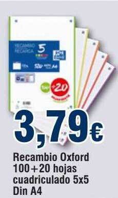 FROIZ Recambio oxford 100+20 hojas cuadriculado 5x5 din a4 oferta