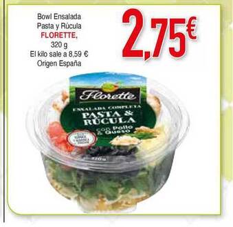 Masymas FLORETTE, Bowl Ensalada Pasta y Rúcula 320g oferta