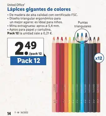 Lidl Lápices de colores united office oferta