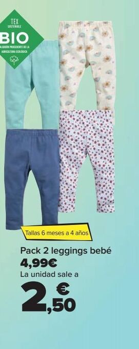 Carrefour Pack 2 leggings bebé oferta