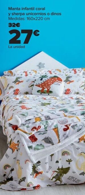 Carrefour Manta infantil coral y sherpa unicornios o dinos oferta