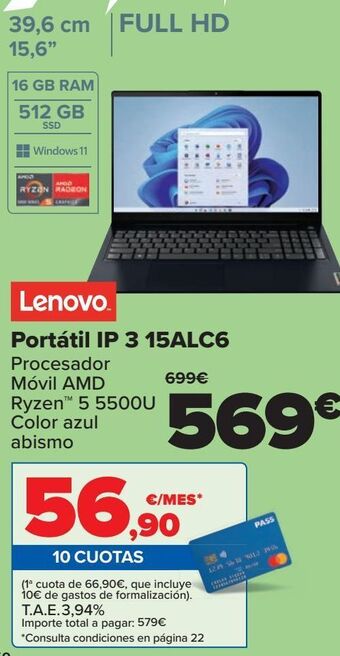 Carrefour Lenovo portátil ip 3 15alc6 oferta